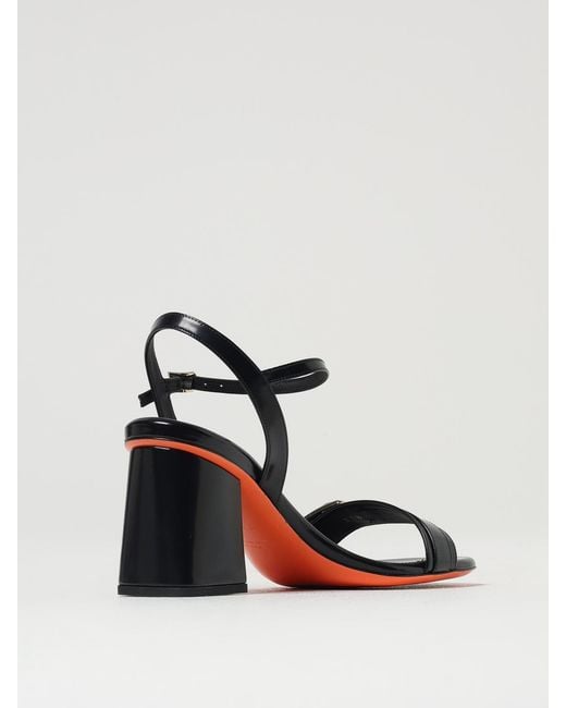Santoni Black Elegant Ankle Strap Heel Sandals With Buckle Closure And High Heel