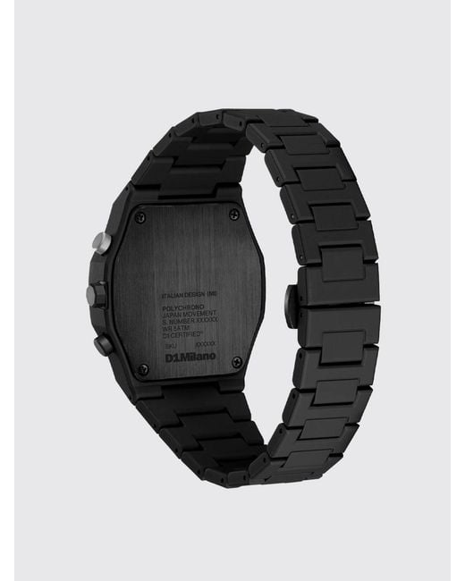 D1 Milano Black Gilded Lunar Polycarbonate Quartz Watch With Sapphire Glass for men