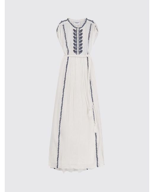Isabel Marant White Liviane Embroidered Cotton Dress
