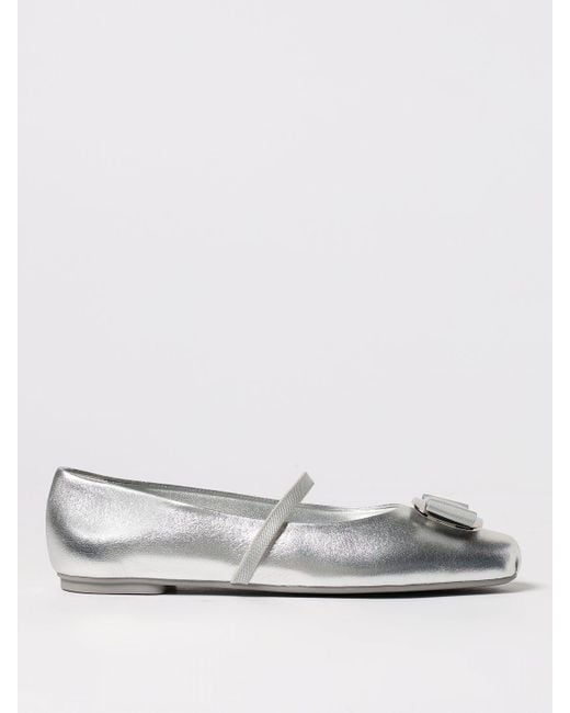 Ferragamo White Ballet Flats