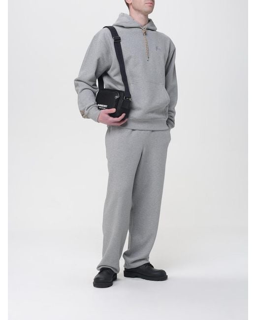 Burberry Gray Cotton Jogging Pants for men