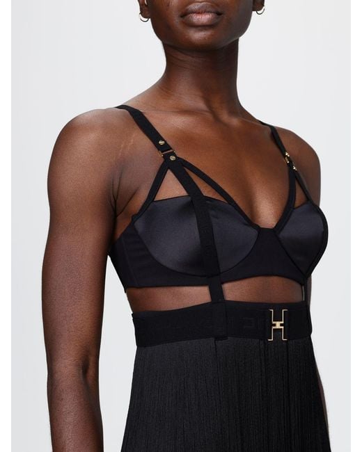 Elisabetta Franchi Black Light Crepe And Satin Bustier Dress