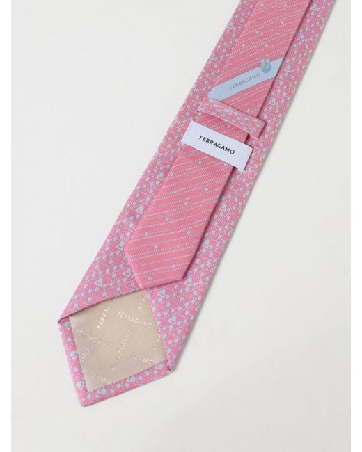 Cravatta in seta con motivo jacquard di Ferragamo in Pink da Uomo