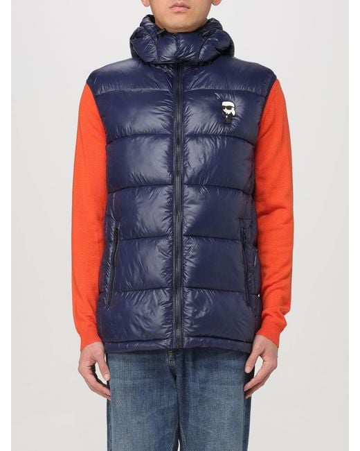 Karl Lagerfeld Blue Quilted Nylon Vest for men