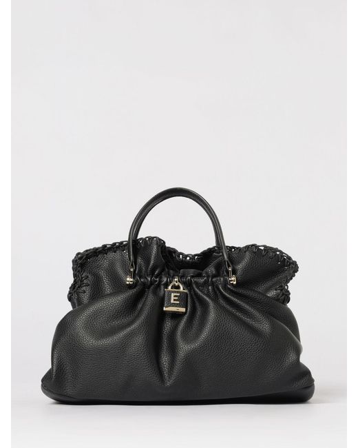 ERMANNO FIRENZE Black Grained Leather Bag