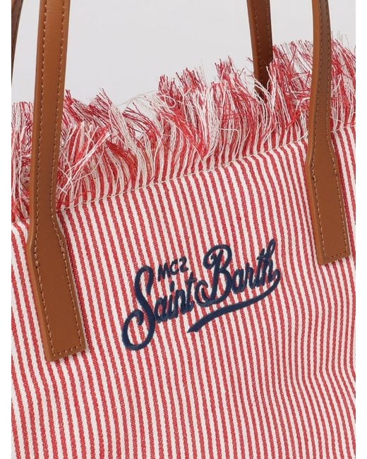 Mc2 Saint Barth Pink Cotton Bag With Embroidered Logo