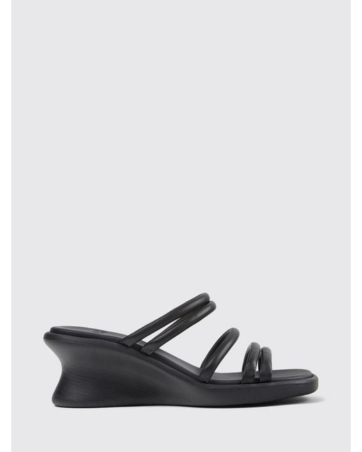 Camper White Louise Leather Wedge Sandals