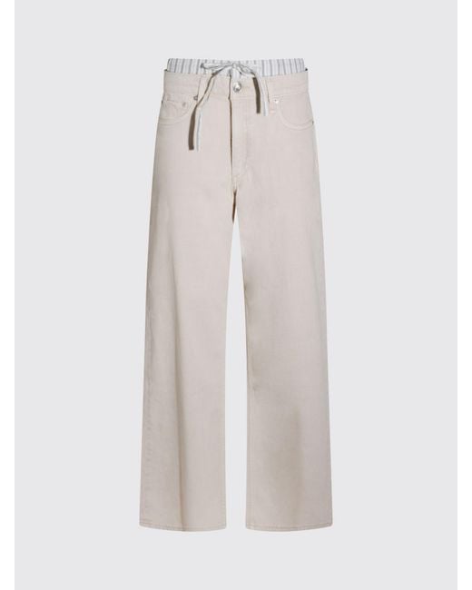 Rag & Bone Pink Cam High-Waisted Wide-Leg Cotton Denim Jeans With Drawstring