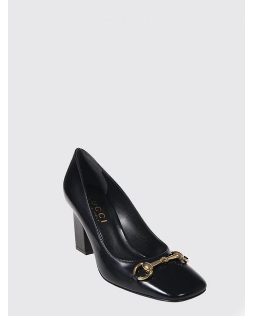 Gucci Black Brushed Leather Signora Pumps