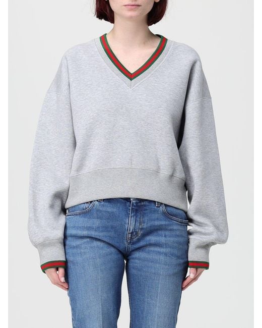 Gucci Blue Cotton Sweatshirt With Web