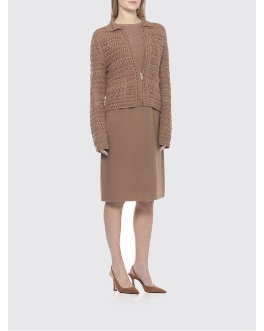 Fabiana Filippi Brown Crocheted Cardigan With Sequins