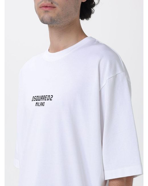 DSquared² White Cotton T-Shirt With Logo for men