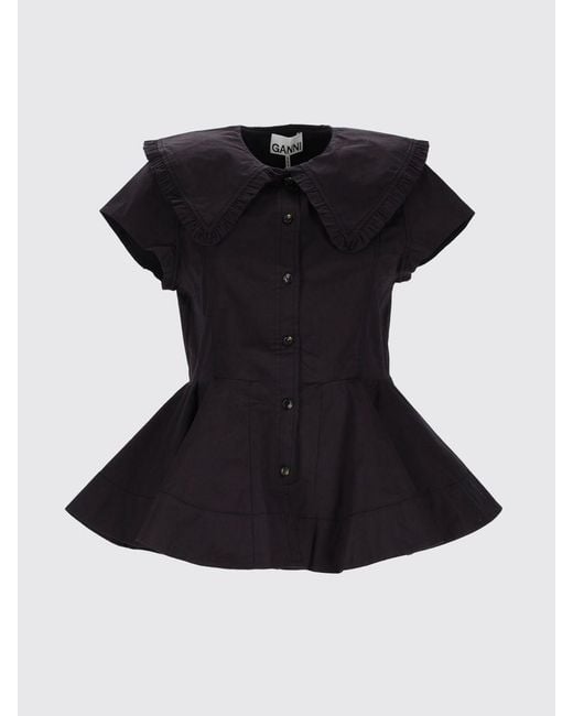 Ganni Black Stretch Organic Cotton Shirt