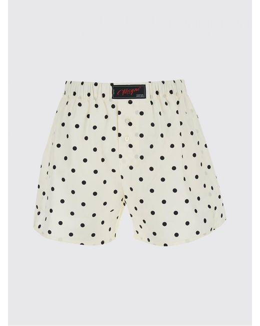MSGM White Polka Dot Cotton Boxer Shorts With Elasticated Waist