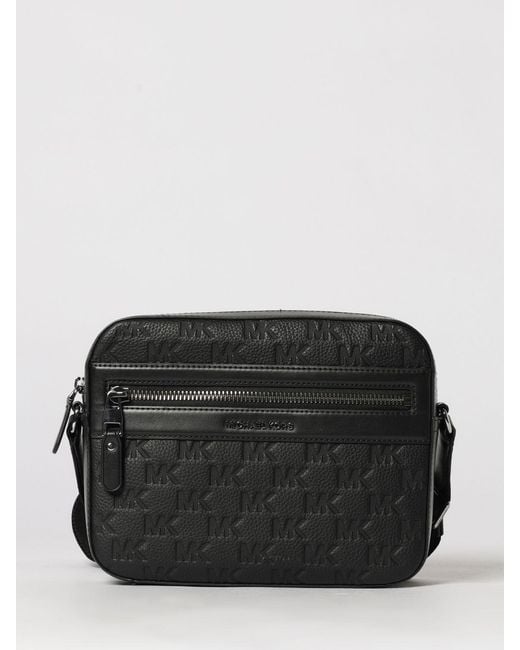 Michael Kors Black Grained Leather Bag With Embossed Mk Monogram for men