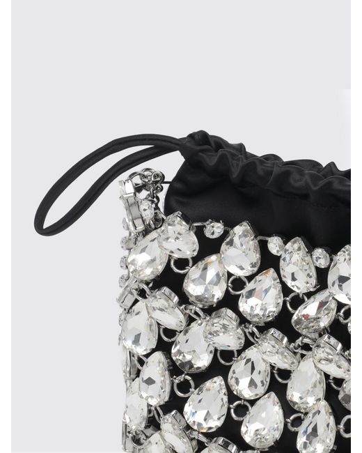 Self-Portrait Multicolor Rhinestone Embellished Satin Bucket Clutch