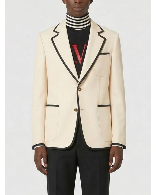 Valentino Natural Single-Breasted Virgin Wool Blazer for men
