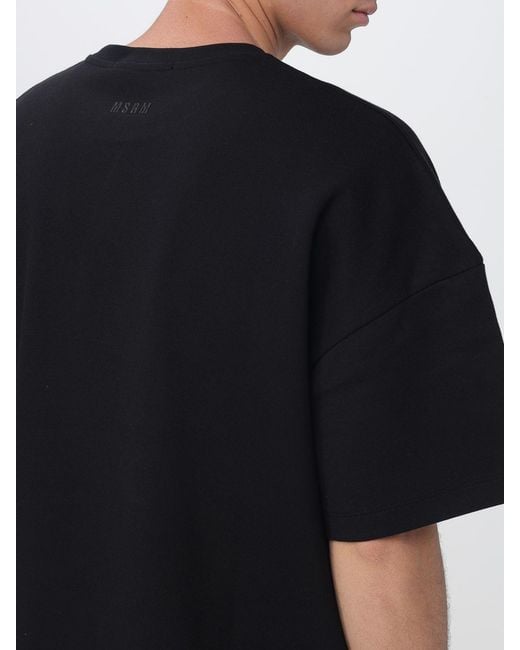 MSGM Black Cotton T-Shirt for men