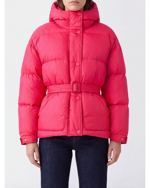 Ienki Ienki Red Bear Michlin Nylon Puffer Jacket With Ears Hood And Belt