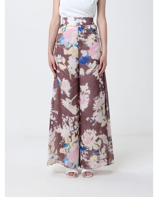 Hanita White Printed Recycled Satin Palazzo Trousers