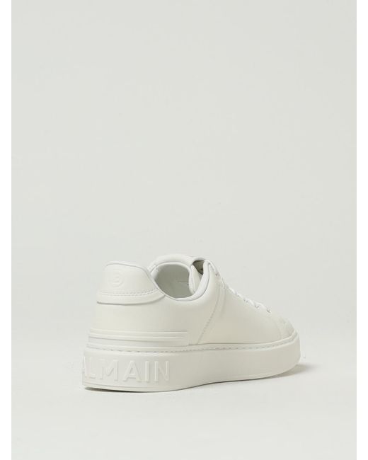 Balmain White Leather Low-Top Sneakers