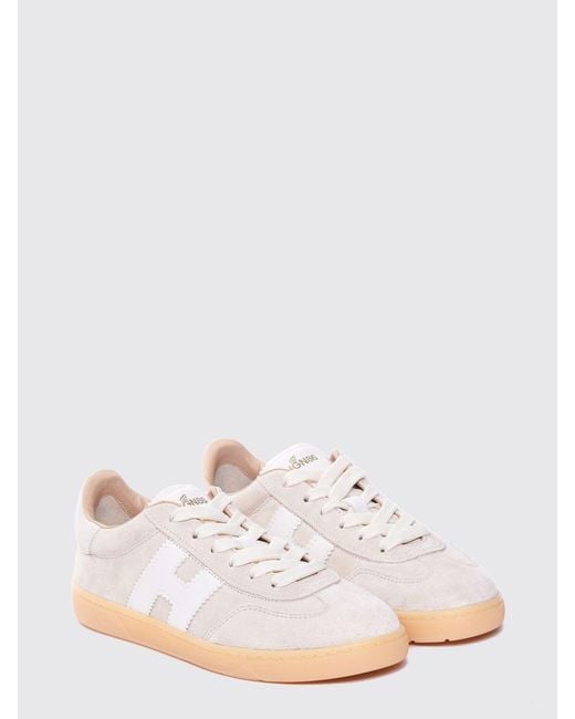 Hogan Pink Cool Leather And Suede Sneakers With Contrast H Logo