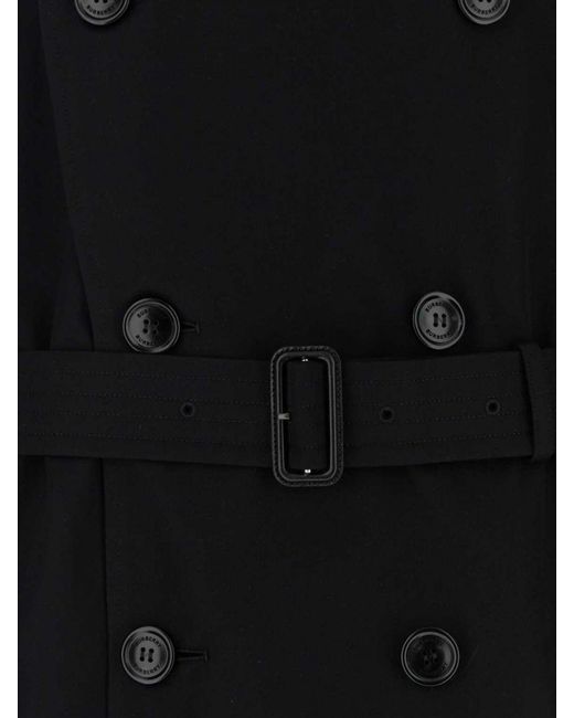 Burberry Black Long Double-Breasted Cotton Trench Coat With Belt And Epaulettes for men