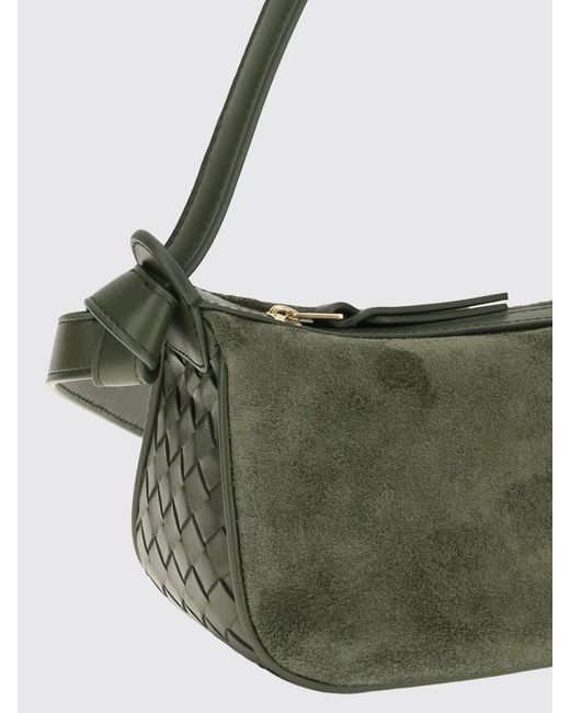 Bottega Veneta Green Small Nodo Intrecciato Suede Shoulder Bag