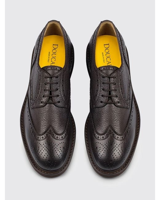 Doucal's White Hammered Leather Brogue Derby for men