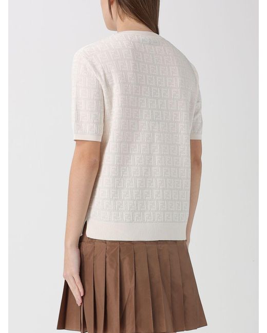 Fendi White Ff Cotton And Viscose Knit