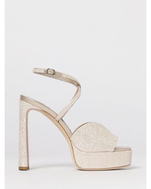 Jimmy Choo Natural Karli Platform Glitter Fabric Sandal