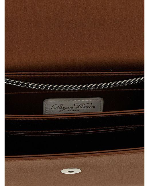 Roger Vivier Brown Mini Satin Bucket Bag With Jewel Buckle