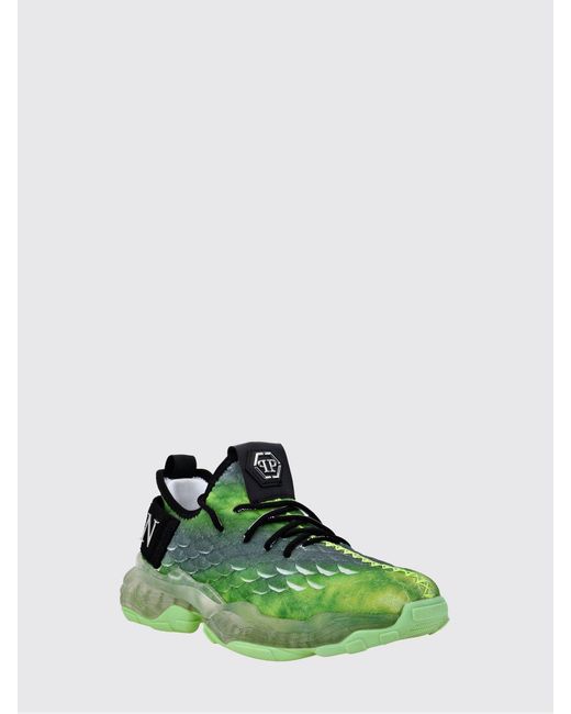 Philipp Plein Green Runner Hyper $Hock Low-Top Sneakers With Rubber Sole for men