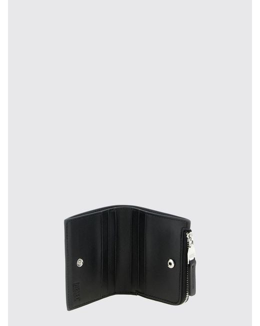 DIESEL Black 1Dr Bi-Fold Leather Wallet Oval D