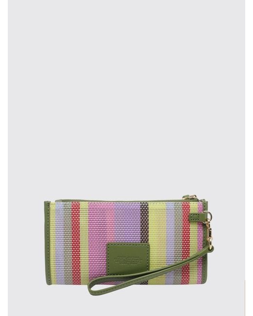 Marc Jacobs Pink The Large Pouch Striped Mesh Clutch With Contrast Logo