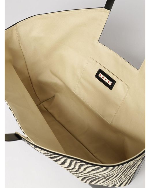 Marni Black Raffia Bag With Zebra Motif
