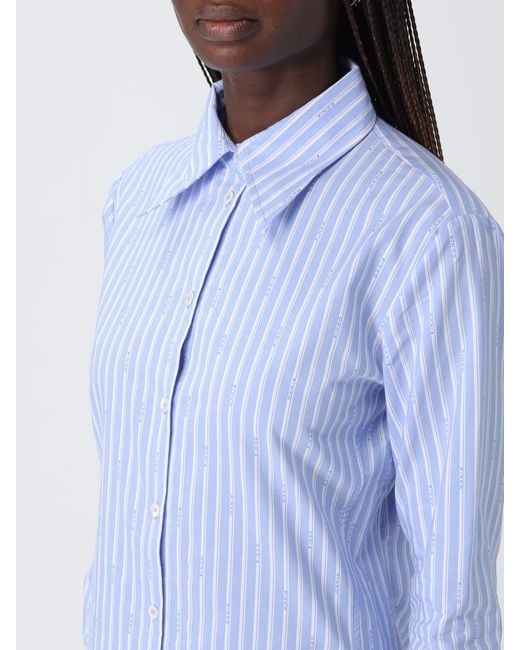 Pinko Blue Striped Cotton Casual Shirt