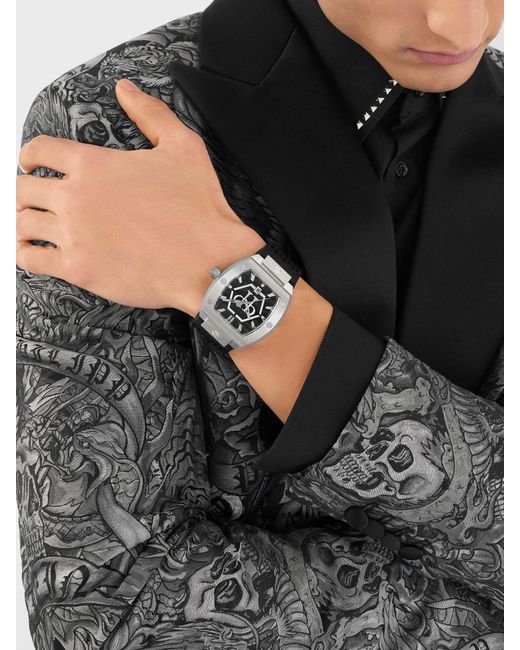 Philipp Plein Black The Hexagon Phantom Stainless Steel Watch for men