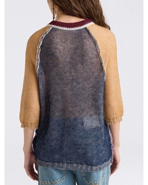 Momoní Purple MomonÌ Color-Block Mohair Wool Pullover
