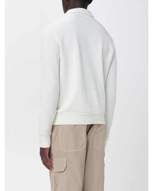 Polo Ralph Lauren White Long-Sleeve Cotton Polo Shirt With Zip Closure And Embroidered Logo for men