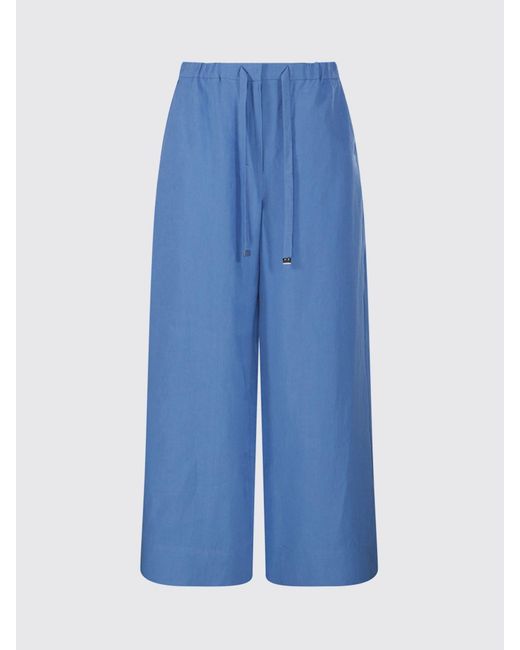 Max Mara Blue Wide Linen Trousers