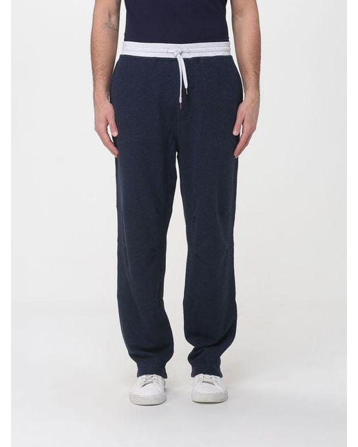 Brunello Cucinelli Blue Cotton And Linen Jogging Pants for men