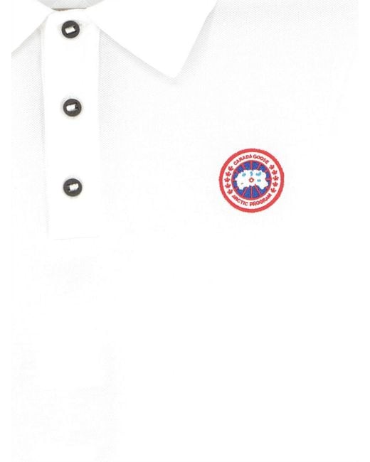 Canada Goose White Slim Fit Cotton Polo Shirt With Contrast Logo