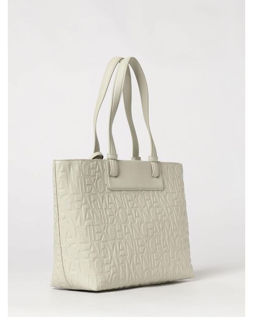 ARMANI EXCHANGE Natural Grained Synthetic Leather Tote Bag With Embossed Logo