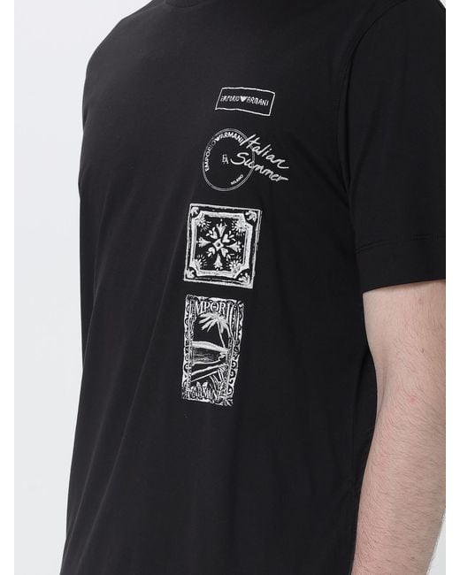 Emporio Armani Black Cotton T-Shirt With Logo for men