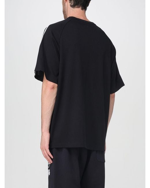 Y-3 Black Lyocell Blend T-Shirt With Stripes And Logo for men
