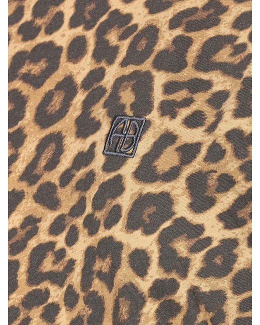 Anine Bing Natural Animal Print Cotton T-Shirt