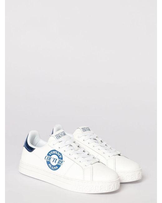 Versace Jeans Couture White Leather Sneakers With Logo for men