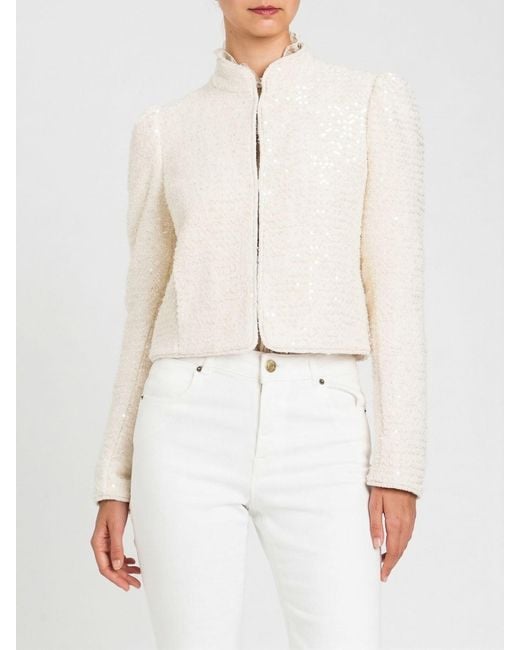 Twinset Natural Bouclé Jacket With Sequins