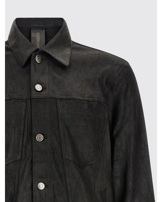 Giorgio Brato Black Lambskin Leather Shirt Jacket for men